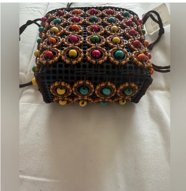 Colorful Beaded Crossbody bag Brown - Image 3