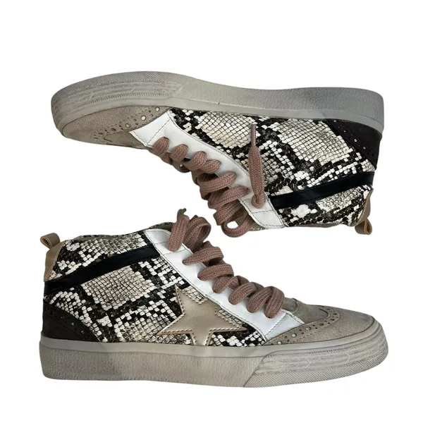 Shu Shop Women's 7 Sneaker Paulina In Natural Snake Print Distressed Suede Upper - Image 3