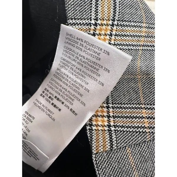Free People Preppy Academia Plaid Double Breasted Blazer Sz:M Grey Yellow Jacket - Image 9