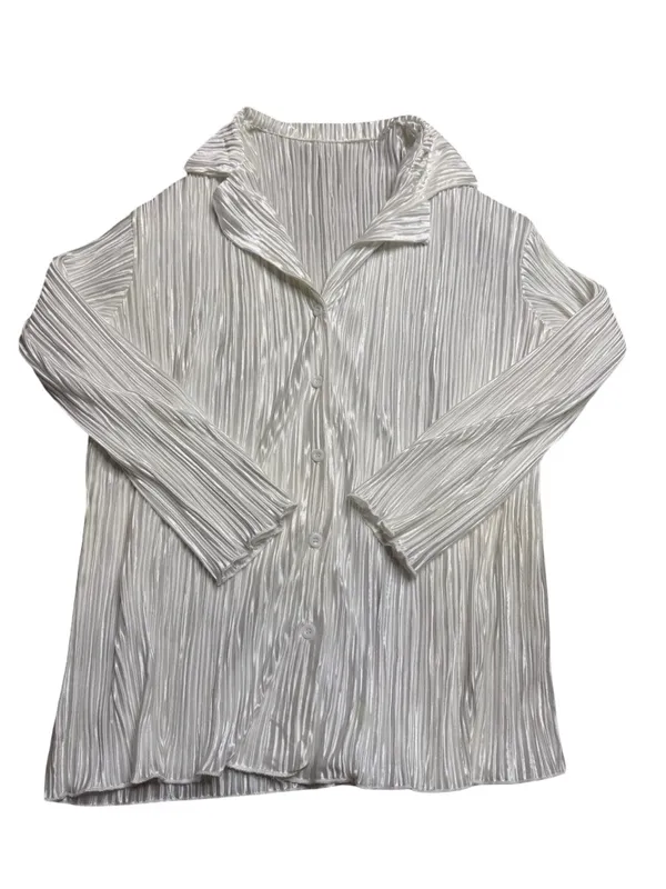 🤍 Bridal Pajama Set Size Small Pleated Button Down Pants Wedding PJs 🤍 White - Image 3