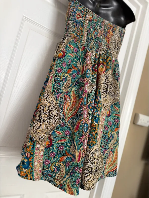 Multicolor paisley strapless dress Blue Size M - Image 3