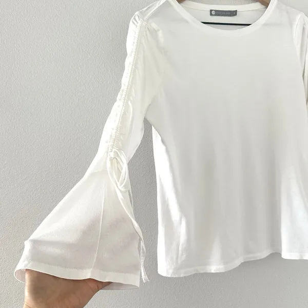 100% Cotton Tie Bell Sleeve Top InCashmere S Whimsy Fairy Ren Faire Boho Cottage - Image 2