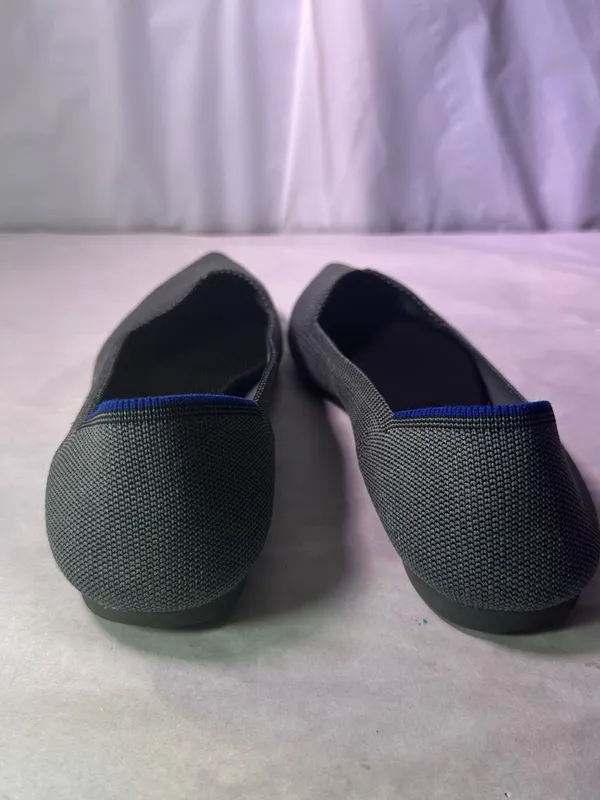 Rothy's Gray Pointed Toe Knit Ballet Flats with Blue Lining - Image 6