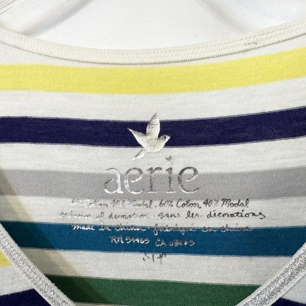 VTG Aerie Small Babydoll Top Y2K Striped Empire Waist Softi Girl‎ Grunge 169 - Image 9
