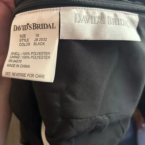 David's Bridal Size 16 Junior Black Midi Length Dress Sleeveless - Image 3