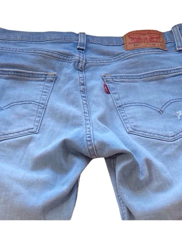 LEVI’S Light Wash Ripped Straight Leg Jeans - Blue - Image 8