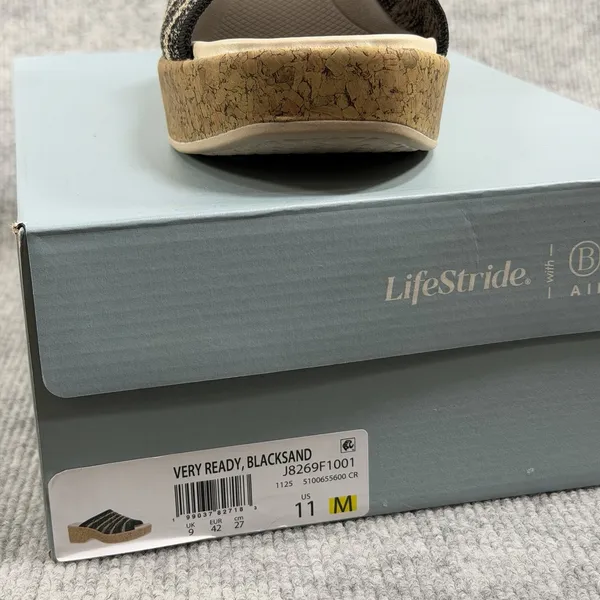 LifeStride BZees Size-11M Women's Very Ready Wedge Sandal Blacksand - Image 2