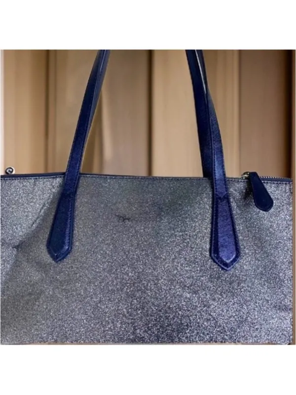 Kate Spade Lola Joely Large Glitter Carryall Tote in Dusk Navy Blue GUC - Image 5