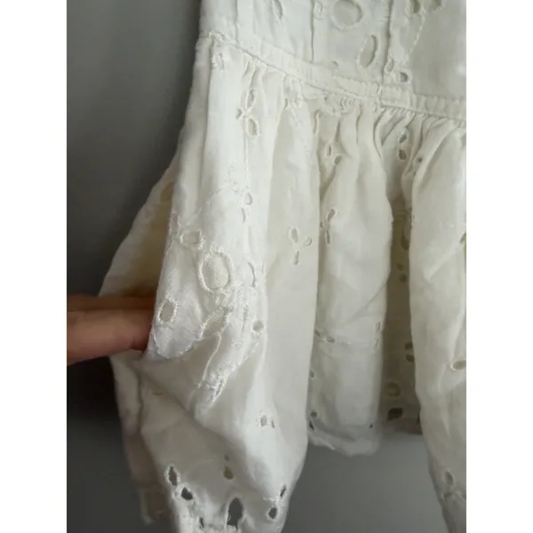 Free People Roselle Eyelet Mini Skirt Ivory‎ Button Front Drawstring Women's Med - Image 8