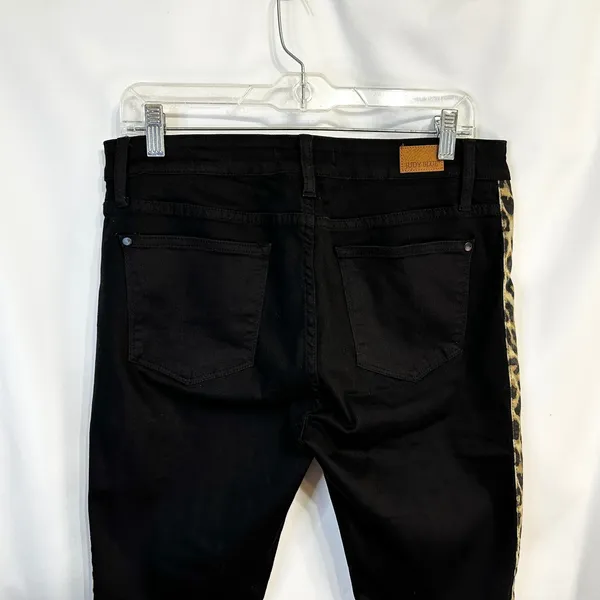 Judy Blue Size 13/31 Jeans Black Skinny Jegging Leopard Stripe Mid Rise 1655‎ - Image 7