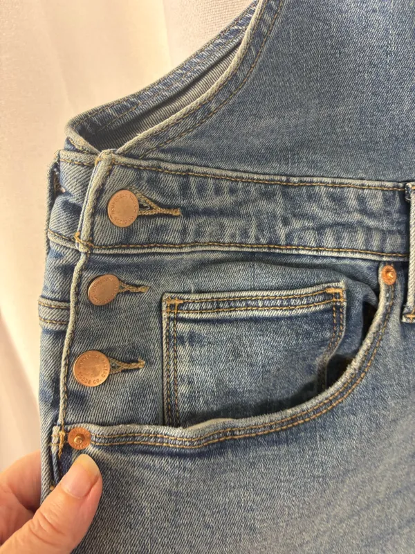 Universal Thread Denim Overalls Medium Blue Wash 18 Plus Size 34 Raw Hem Bibs - Image 2