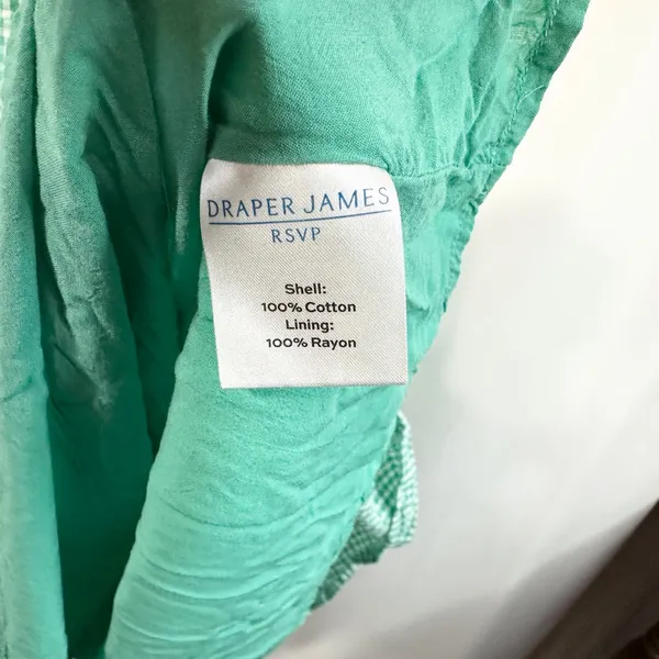 Draper James XXL Dress‎ Green Gingham Surplice Cotton Puff Sleeve Tiered 1827 - Image 10