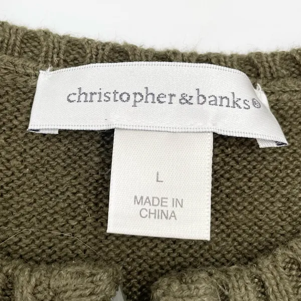 Vintage Y2K Christmas Sweater Vest Size Large Christopher & Banks Full Zip Green - Image 4