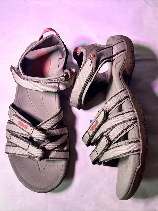Teva Women's Gray and Pink Strappy Outdoor Sandals - Image 6