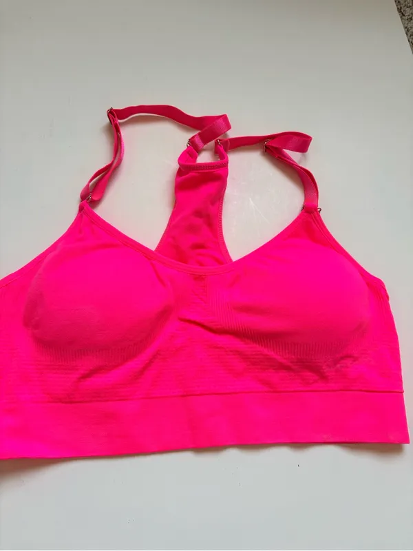 Neon Pink & Neon Coral Seamless Sports Bralettes - Women Intimates XL - Image 2