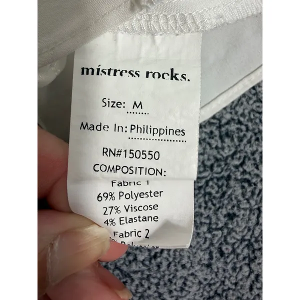 Mistress Rocks Lace Trim Tie Front Top Womens Medium White Bell Sleeve Corset - Image 15