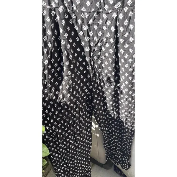 AUW As U Wish Babydoll Smocked Floral Black White Midi Dress Size XL Jumpsuit - Image 15