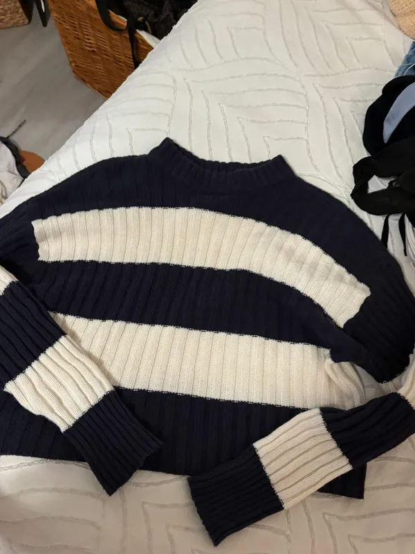 Navy And White Stripe Sweater - Image 3