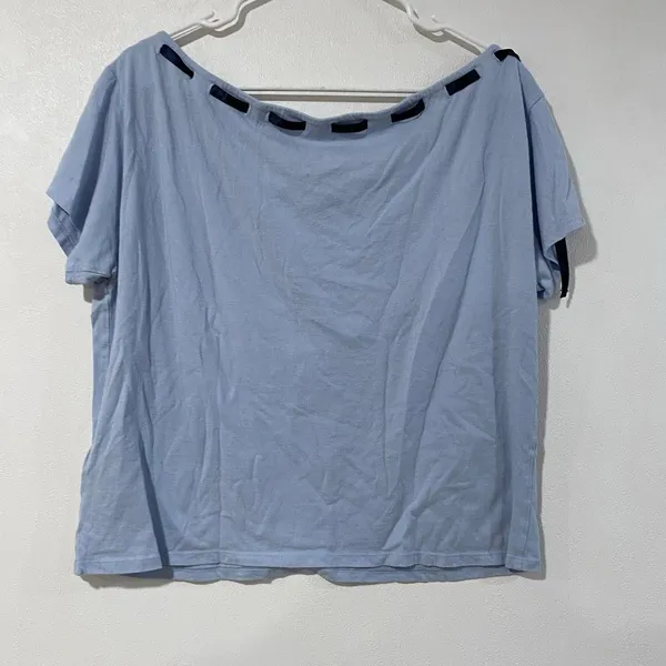 Hollister Size L Blue Ribbon Lace Up Baby Tee Summer 98 Y2K Coquette - Image 3