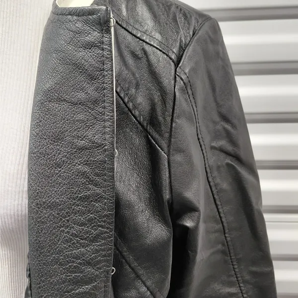Vintage Spiegel Women's Leather Jacket Size 14 Black Classic Fall Moto Chic Y2K - Image 8