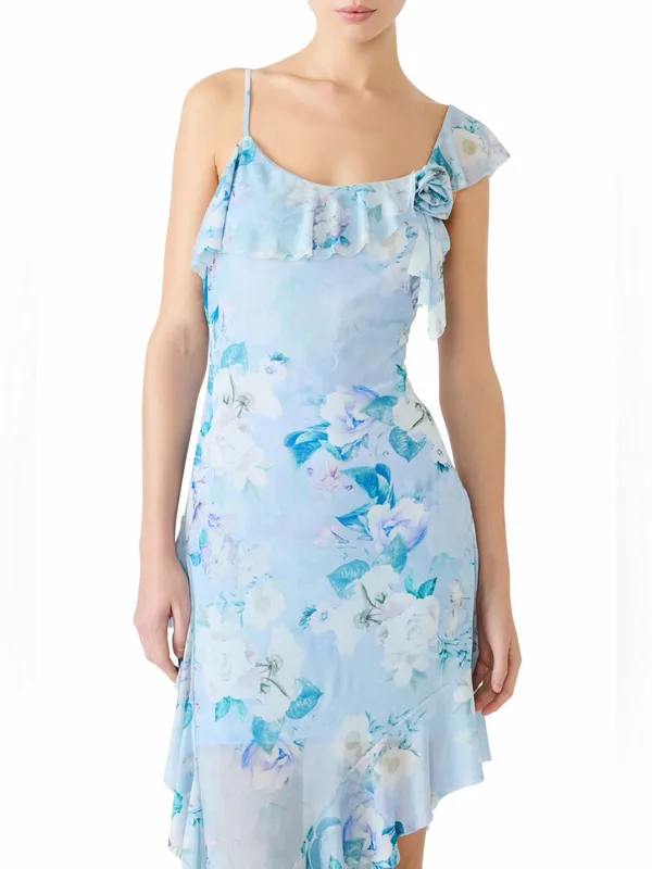 NWT Steve Madden Sorellia Floral Asymmetrical Ruffle Dress M $79 - Image 3