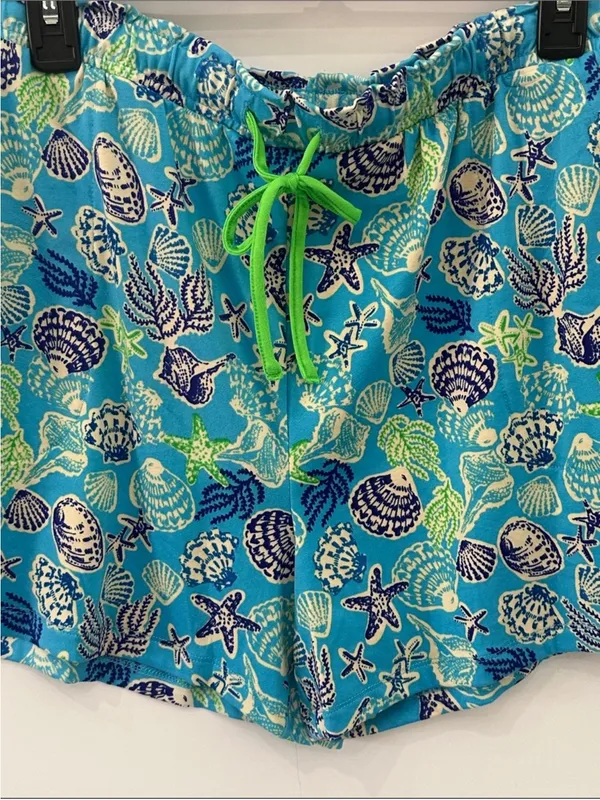 Cuddl Duds Pajama Set Cozy 2pc Tank Top Shorts NEW Blue Seashells XL - Image 7