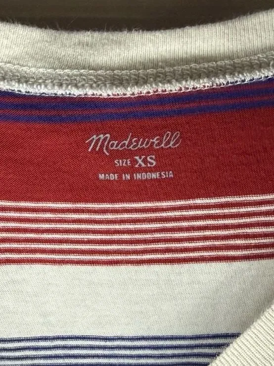 Madewell Northside Long Sleeve Crewneck T-Shirt in Red White and Blue Stripe - Image 2