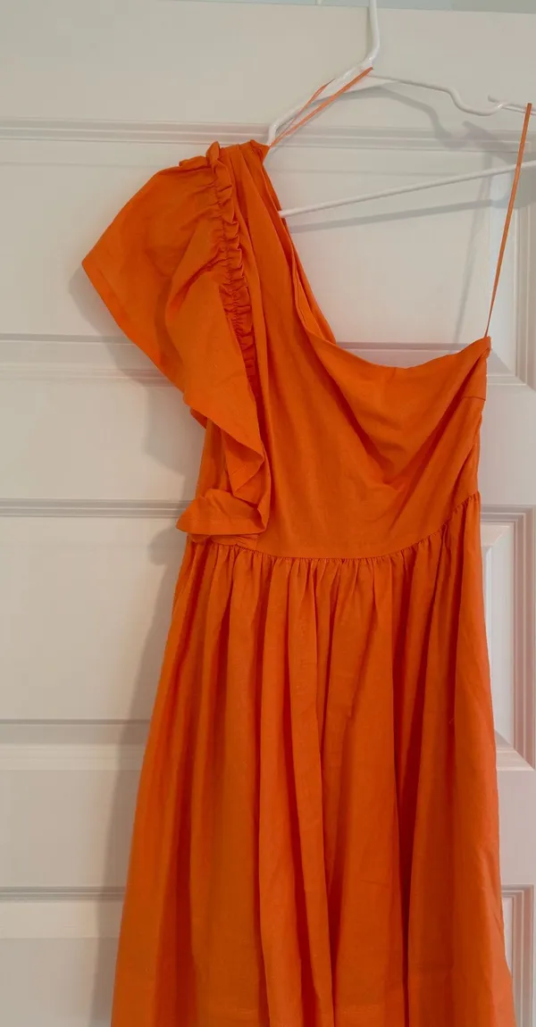 Mable one shoulder mini dress Orange - Image 2