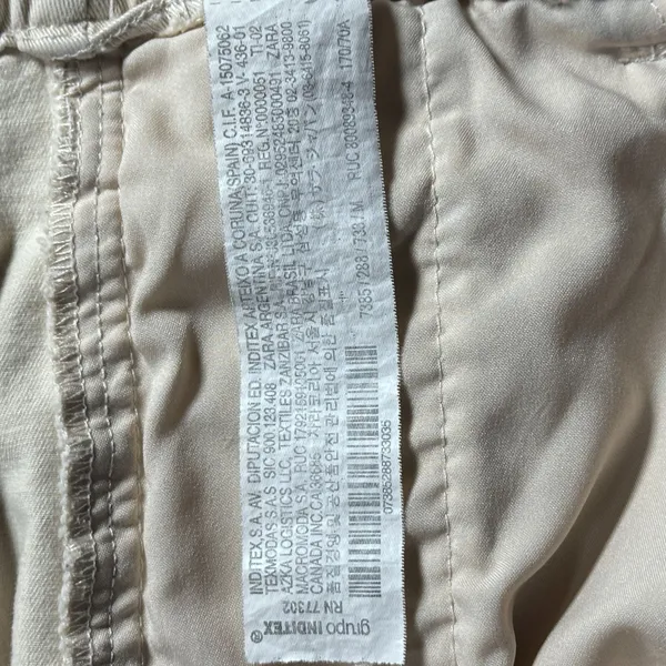 Zara Cream Pleated Barrel Leg Trousers Cotton Blend Size M - Image 7