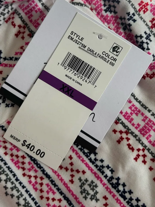 NWT‎ Roudelain Fair Isle Print Long Sleeve Pajama Top Size XXL - Image 3