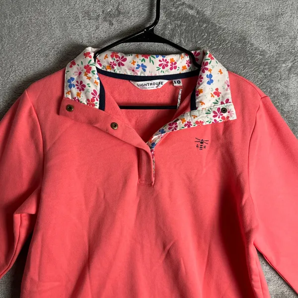 Lighthouse Women’s Coral‎ Long Sleeve Button Snap Pullover Size 6 New Pink - Image 2