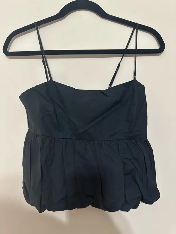 PaperMoon Black spaghetti strap bubble crop top size small - Image 3