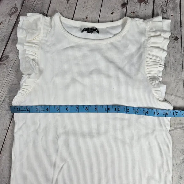 J. Crew Vintage rib ruffle-sleeve‎ shirt L BP083 - Image 6