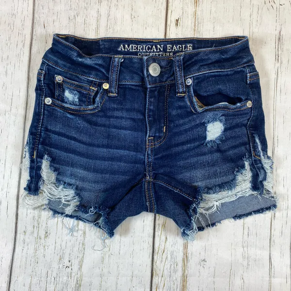 American Eagle Next Level Stretch Distressed Midi Denim Jean Shorts - Image 3