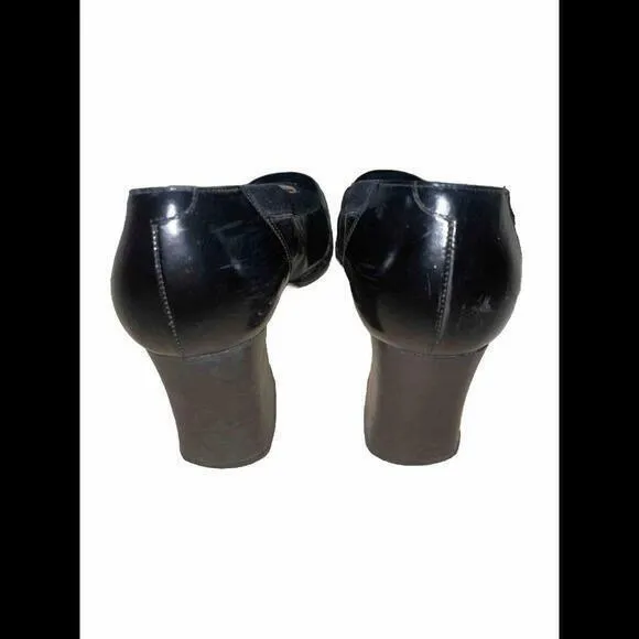 Vintage Nouchka Court Shoes Bicolour Leather Square Toe‎ Chunky Heels 38.5 Black - Image 4
