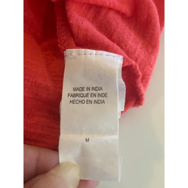 Lucky Brand Womens Coral Red Eyelet Lace Henley Tank Top Sleeveless Shirt Medium - Image 8