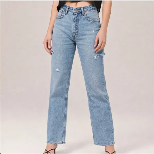Abercrombie & Fitch The 90's Baggy Low Rise Jeans Straight Leg Size 2 - Image 6