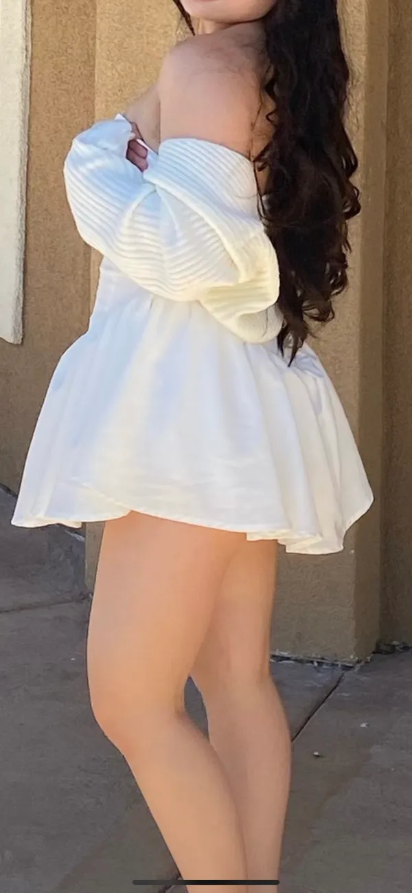 white bustier/corset ruffle strapless mini dress - Image 2