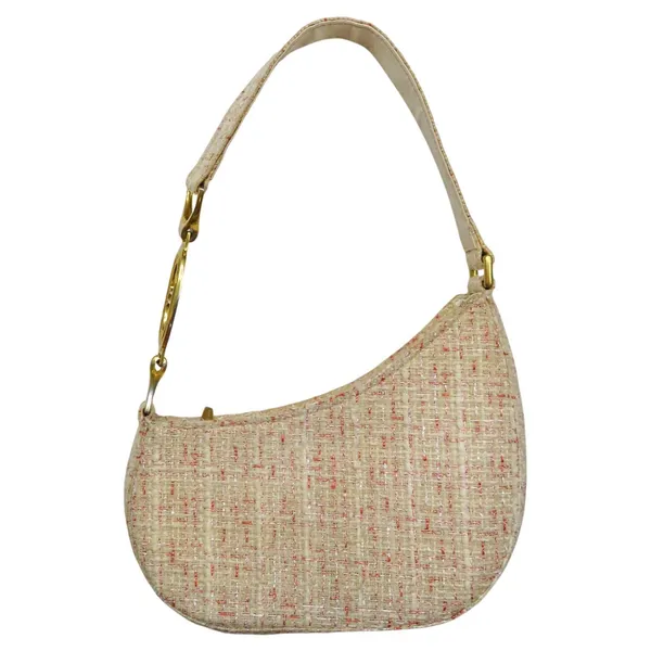 Charles & Keith Cream Tweed Asymmetrical Shoulder Bag - Image 2