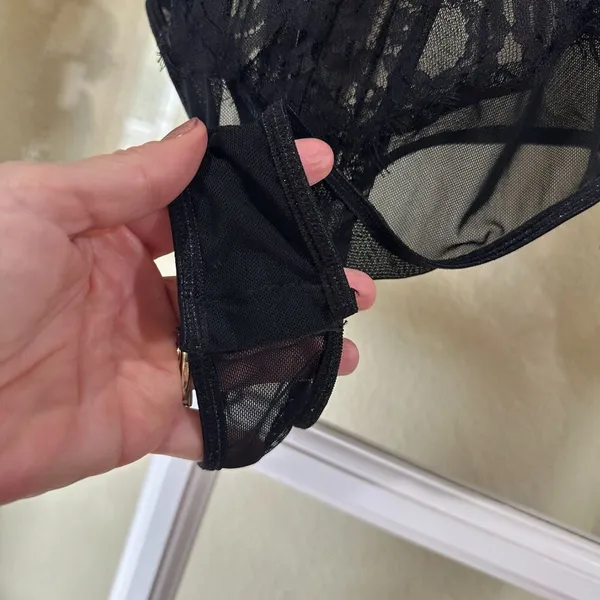 Unbranded Black Lace & Mesh Teddy Bodysuit with Underwire Size Small - Image 5