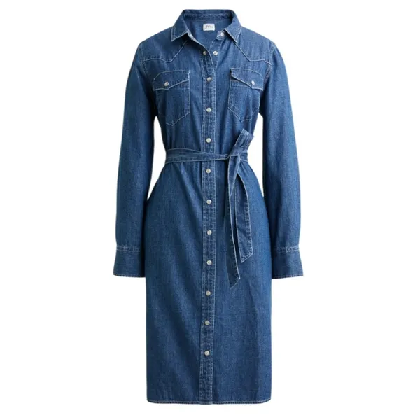 J.CREW Denim shirtdress with tie belt Size 6 - Image 2