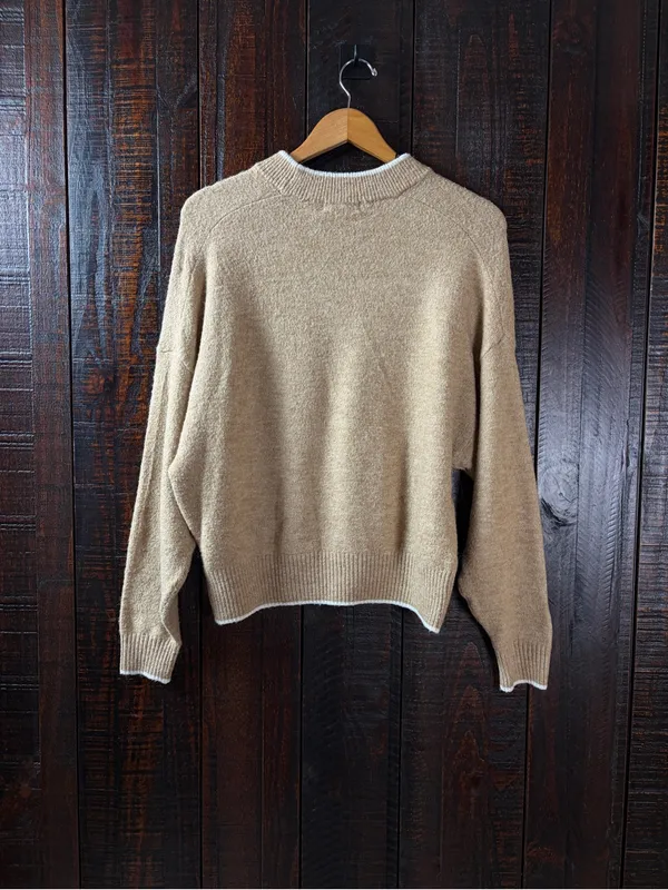 H&M Beige Cozy Dolman Sleeve Sweater Medium - Image 7