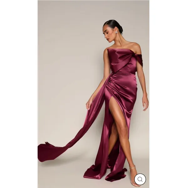 Moda Glam Vienna Statement Bow Gown With Sash‎ Merlot Size 6 Prom Wedding Guest - Image 4
