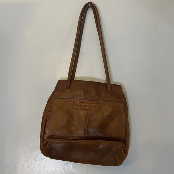 Brown Leather Fossil Shoulder Handbag Bag 75082 Purse with‎ Key - Image 2