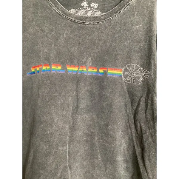 Disney Parks Star Wars Rainbow Millennium Falcon Crop t-shirt Pride Collection L - Image 3