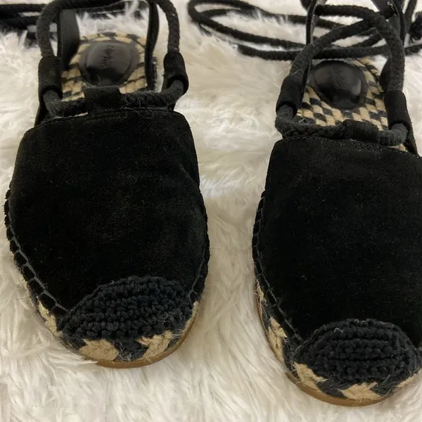 & Other Stories Women Flat Black Lace Up Espadrille Sandals . Size-7 - Image 7