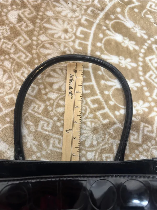 kate spade Black Patent Satchel with Embossed Circle Pattern - Image 9