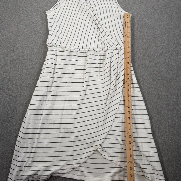 41 Hawthorn Stripe Wrap Dress Womens XXL V-Neck Spaghetti Strap White Black Knit - Image 5