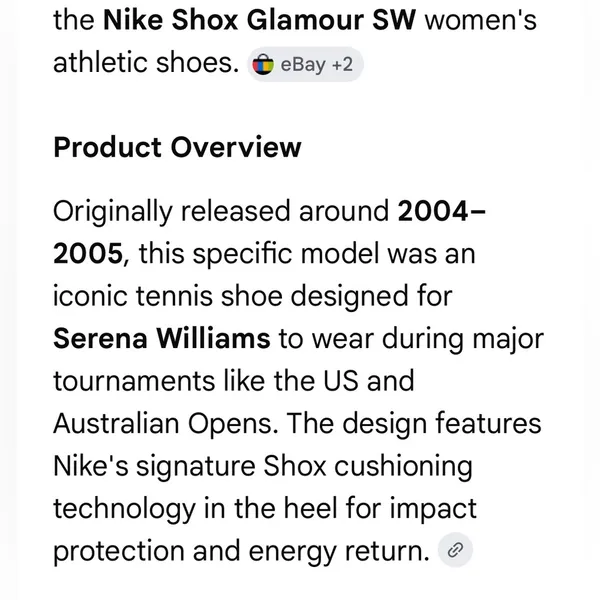 Rare Vintage Nike Glamour Shox Tennis Sneakers! SW DESIGNED FOR SERENA WILLIAMS! - Image 2