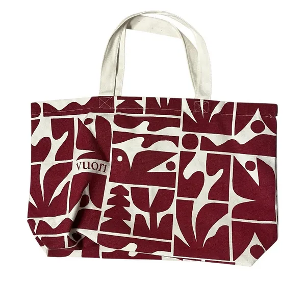 VUORI Tote Bag Limited Edition Holiday 2025 Canvas Maroon White Large Bag - Image 3